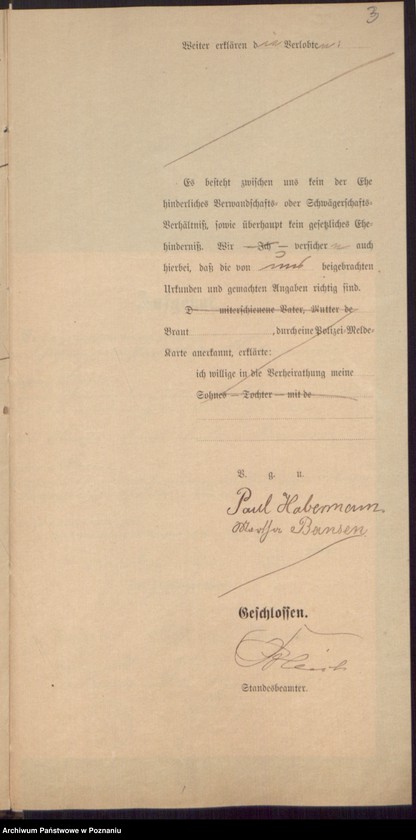 Obraz 5 z jednostki "Die von den Verlobten beigebrachten Urkunden zur Eheschliessung pro 1898"