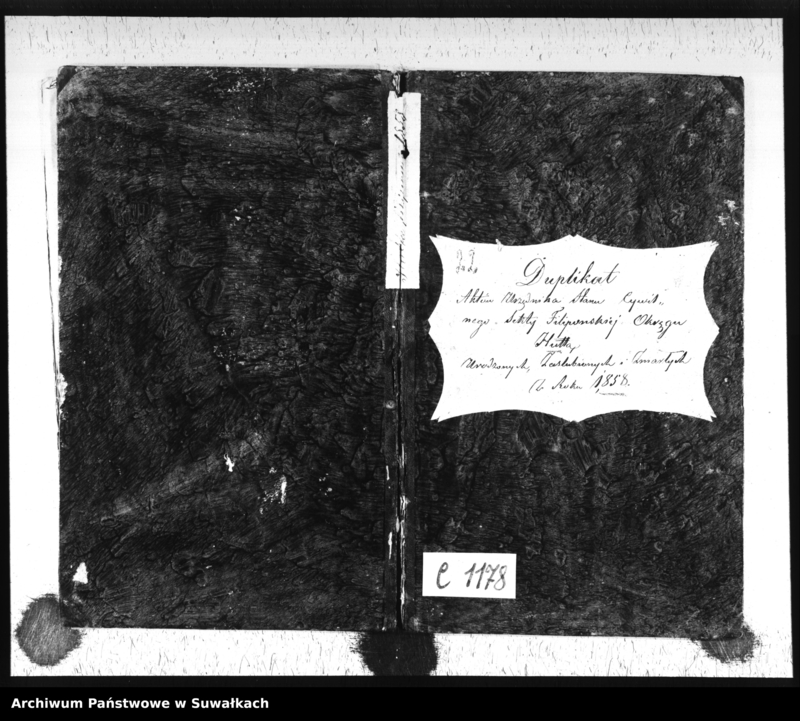 image.from.unit.number "Duplikat Aktów Urzędnika Stanu Cywilnego Sekty Filipońskiej Okręgu Huta Urodzonych, Zaślubionych i Zmarłych z roku 1858"