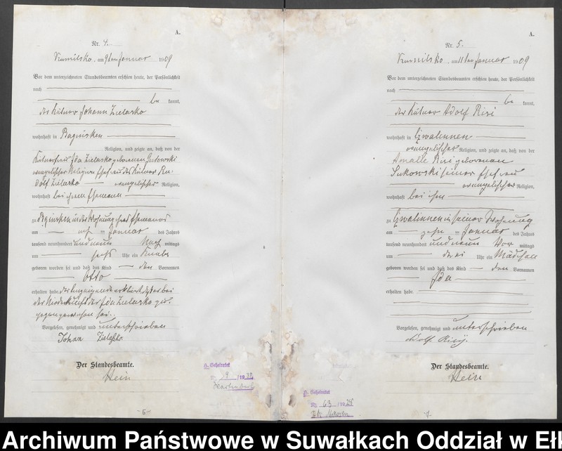 image.from.unit.number "[Geburts-Haupt-Register des Königlichen Preussischen Standes-Amtes Kumilsko Kreis Johannisburg]"