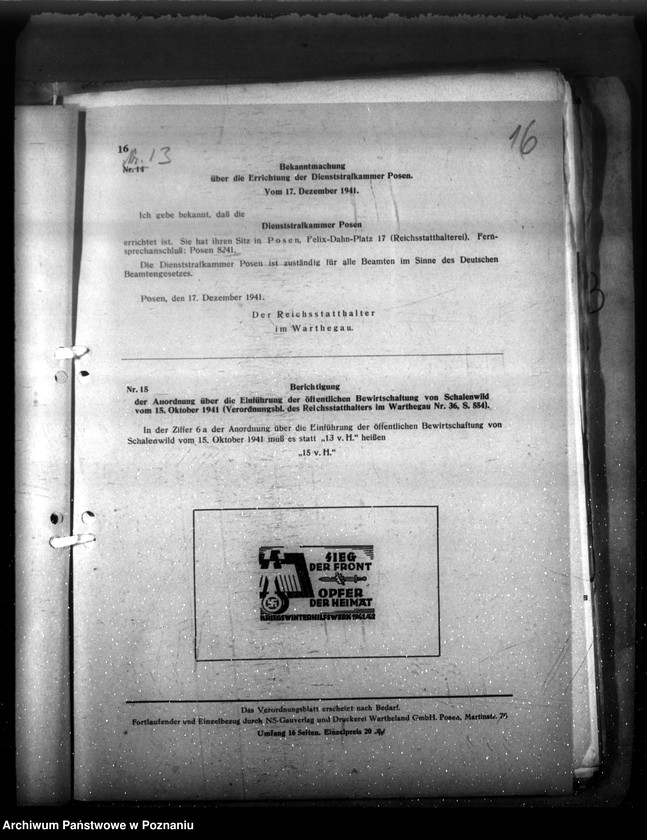 Obraz 20 z jednostki "Verordnungsblatt Nr. 1"