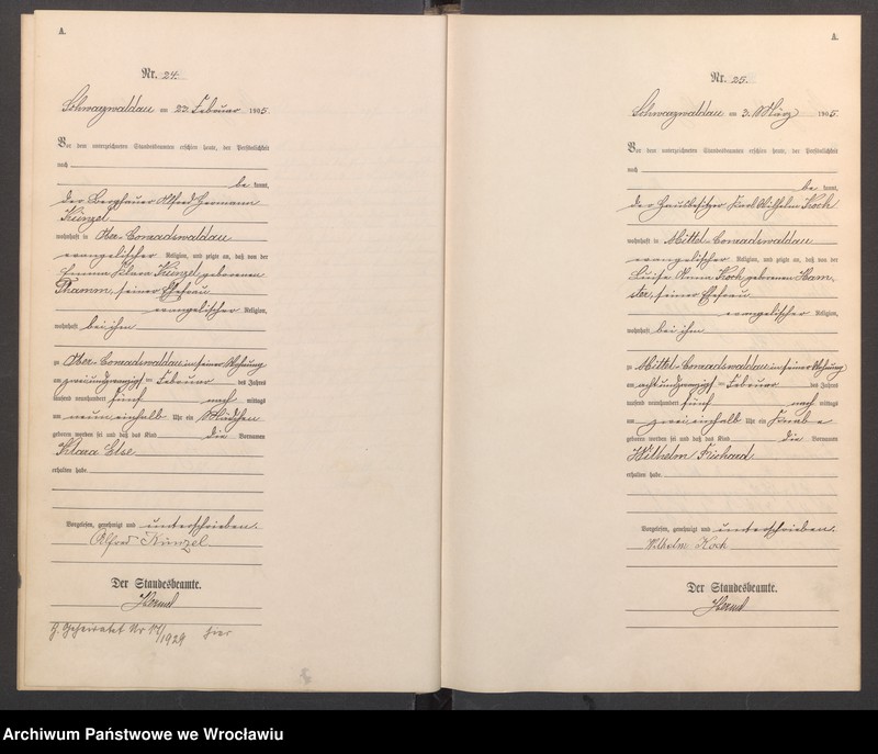 image.from.unit.number "Geburts-Haupt-Register Schwarzwaldau (Czarny Bór) 1905"