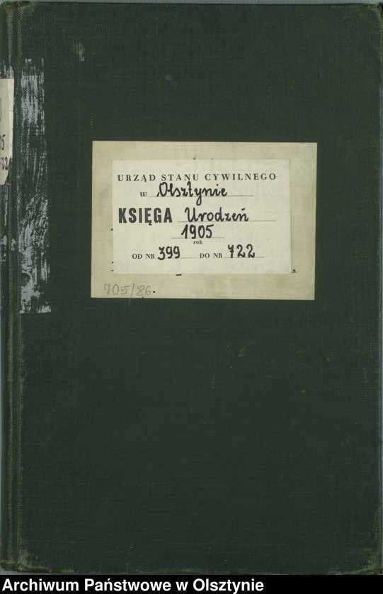 image.from.unit.number "Geburts-Haupt-Register Tom II, Nr 399 - 722"