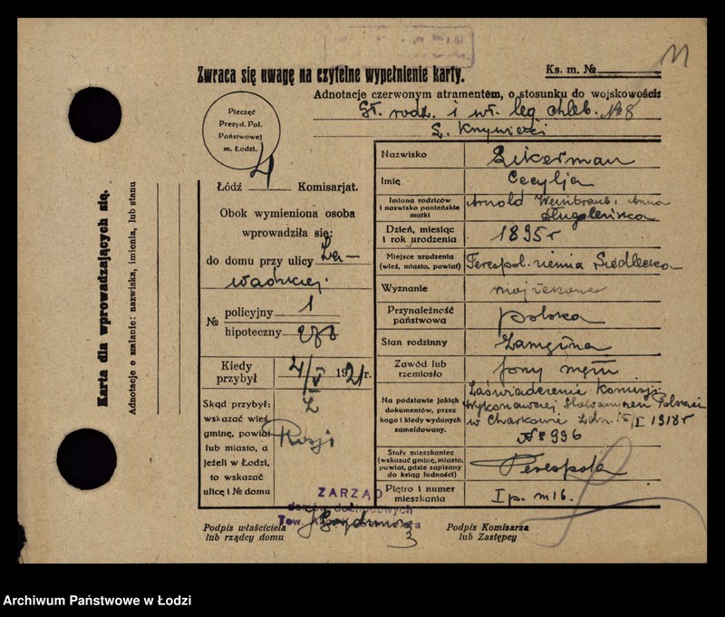 Obraz 13 z jednostki "[Spis ludności Łodzi] Like - Linke"