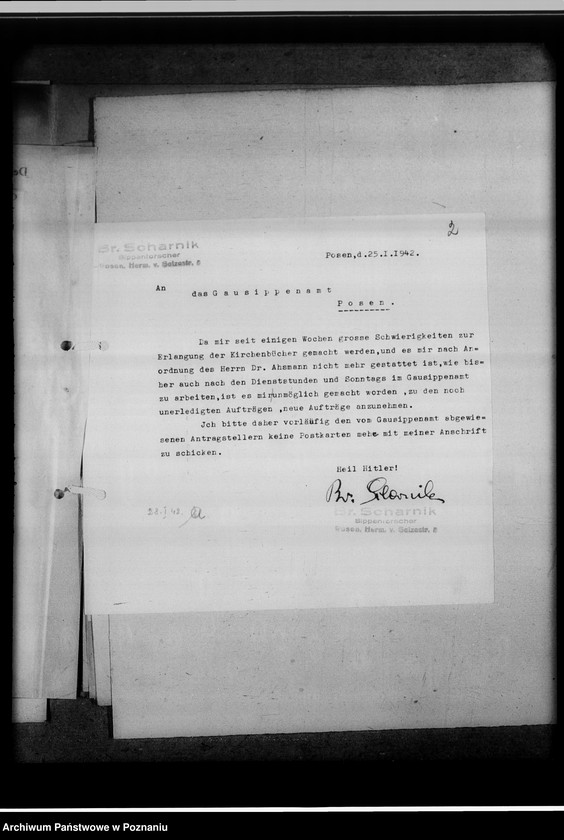image.from.unit.number "Berufssippenforscher Scharnik [Korespondencja w sprawie honorariów i zażaleń na Scharnika zatrudnionego w Poznaniu]"