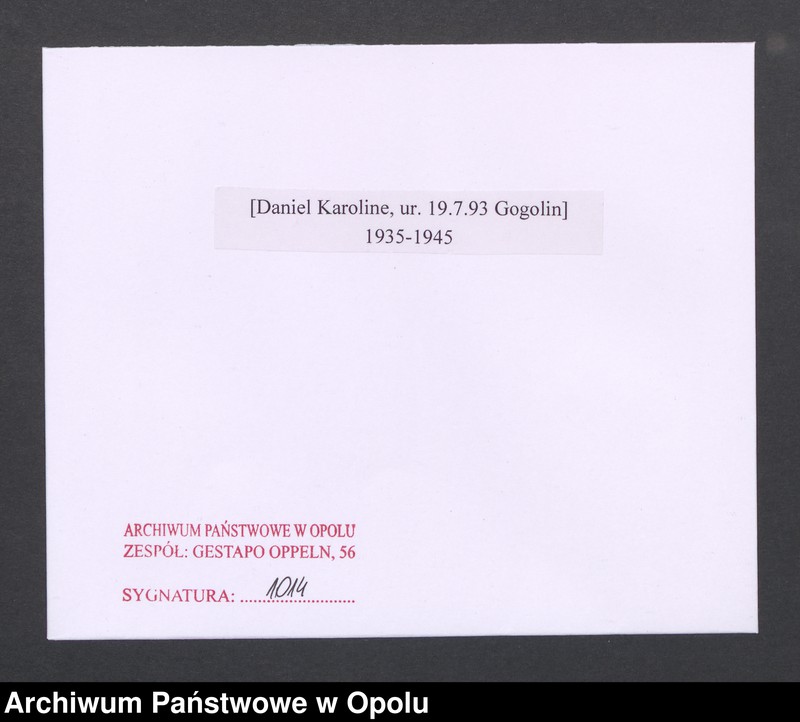 Obraz 2 z jednostki "[Daniel Karoline, ur. 19.7.1893 Gogolin]"