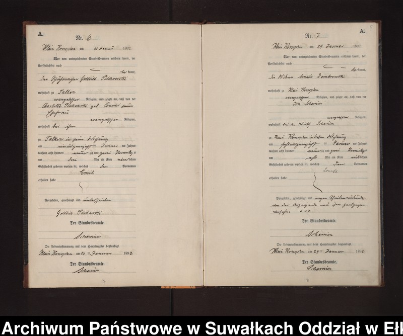 image.from.unit.number "Geburts-Neben-Register des Preussischen Standes-Amtes Gr. Konopken Kreis Loetzen"
