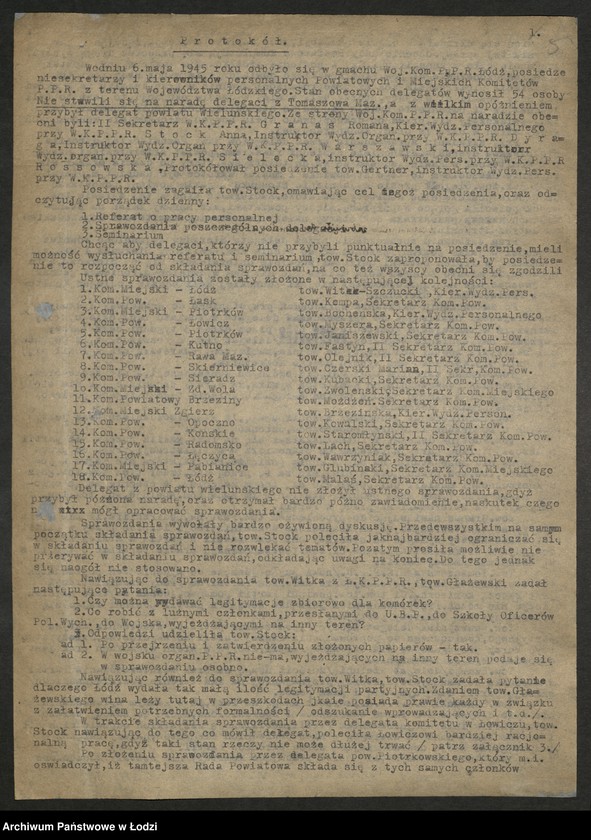 Obraz 6 z jednostki "Protokoły narad instruktorów [personalnych] komitetów powiatowych i miejskich [z załącznikami]"