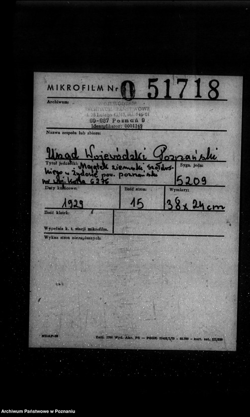 Obraz 2 z jednostki "Majątek ziemski Szołdrskiego w Źydowie powiat poznański nr woj. kotła 6276"