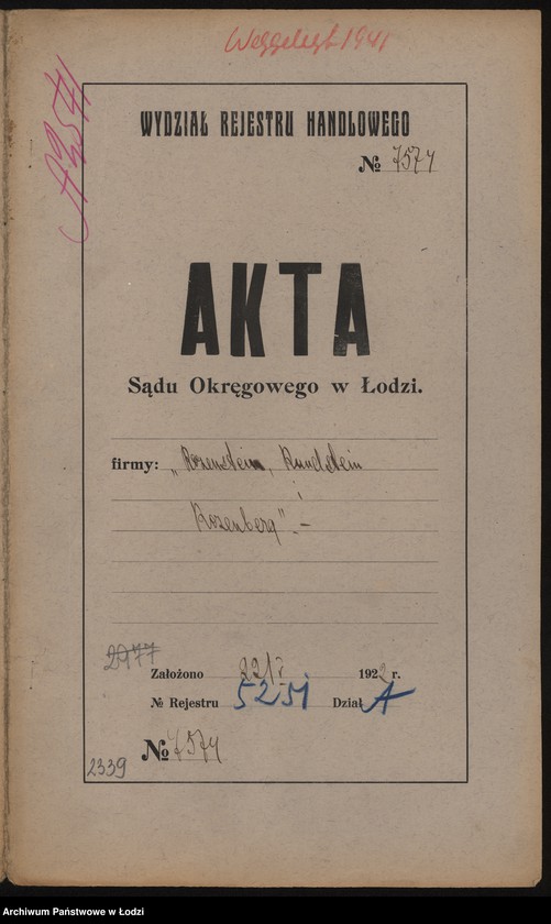 Obraz 2 z jednostki "Rozensztajn, Rundsztajn, Rozenberg – kupno i sprzedaż przędzy"