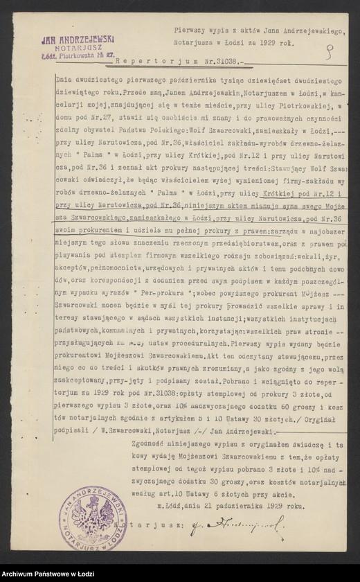 image.from.unit.number "Wolf Szwarcowski "Palma"- wyrób mebli"