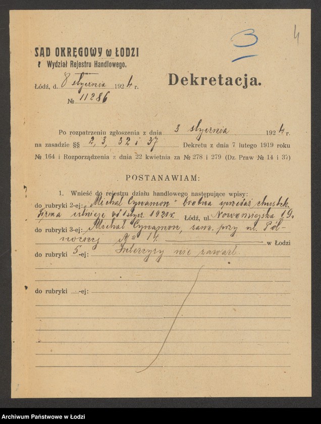 Obraz 6 z jednostki "Michał Cynamon – drobna sprzedaż chustek"