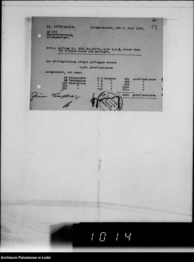 Obraz 17 z jednostki "Kriegsauftrag R.30. Rein.von Pelzen 32 HBA Posen"