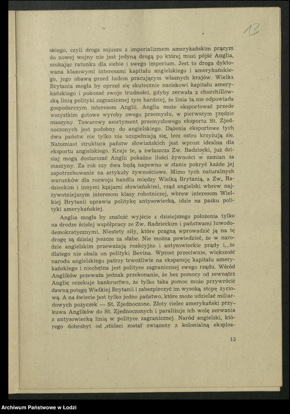 Obraz 14 z jednostki "Szkolenie partyjne - O sytuacji międzynarodowej - broszura [Wydziału Szkolenia Komitetu Centralnego PPR]"