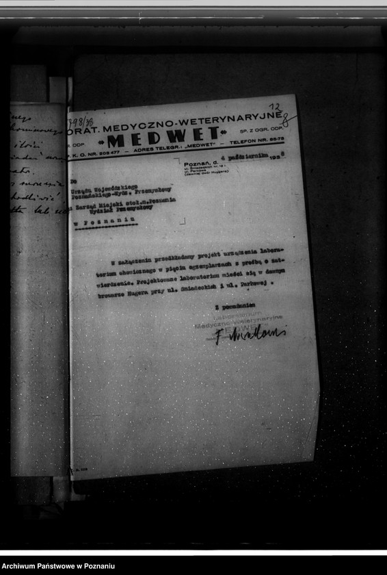Obraz 16 z jednostki "Zatwierdzenie projektu rządzenia zakładu przemysłowego /Laboratorium Medyczno-Weterynaryjne "Medwet"/ w Poznaniu Fr. Nowakowskiego"