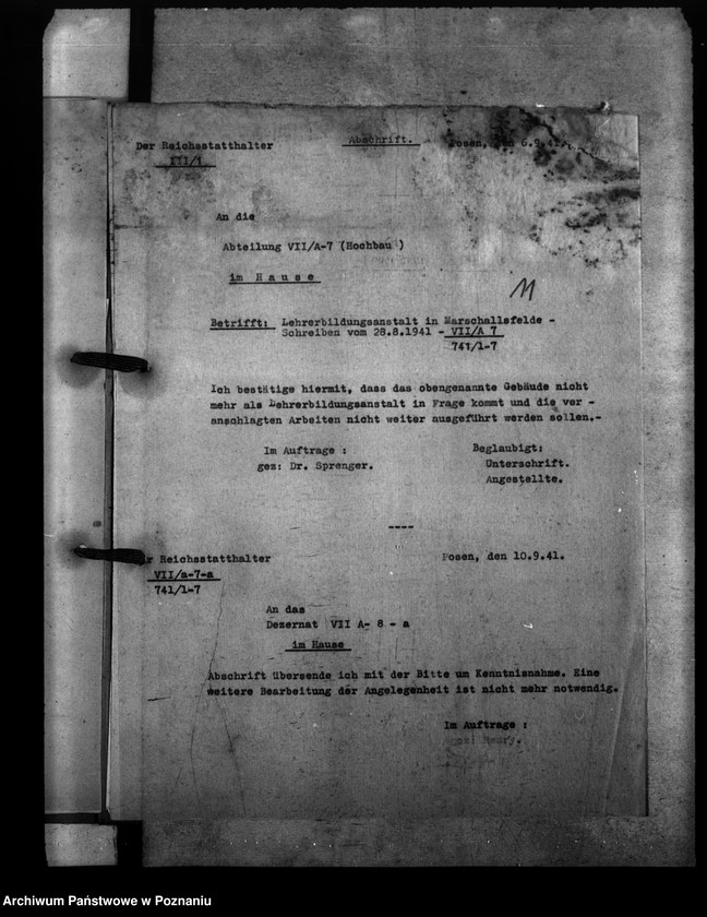 Obraz 15 z jednostki "Lehrerbildungsanstalt Marsehfelde Marszałki powiat Ostrzeszów (Zakład skonfiskowany OO. Salezjanom)"