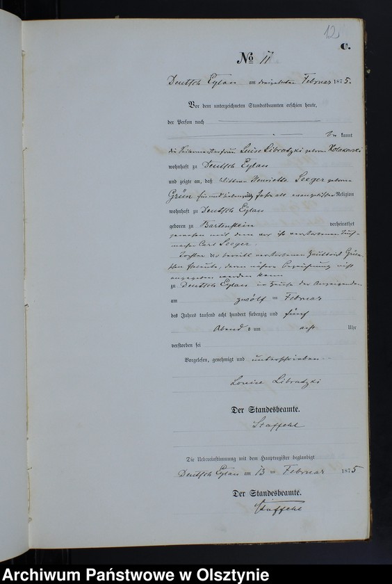 image.from.unit.number "Sterbe-Neben-Register Nr 1 - 126"