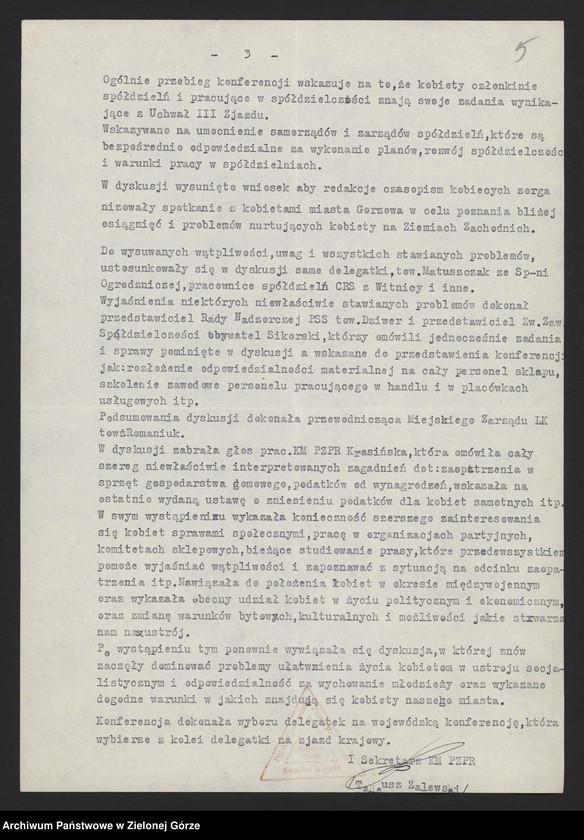 Obraz 7 z jednostki "Liga Kobiet: informacje KW i KP o kampaniach wyborczych w Lidze Kobiet. Informacje KP z konferencji kobiet - delegatek spółdzielczości - 1955, 1959-1960, 1964, 1967"