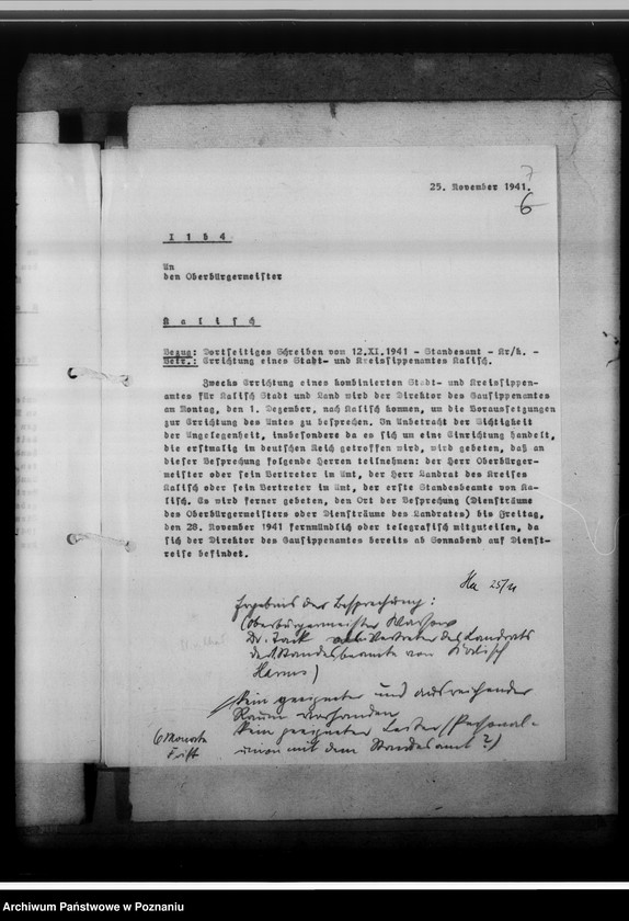 Obraz 11 z jednostki "[Korespondencja w sprawach organizacyjnych, sprawozdanie z działalności], Sippenamt für die Stadt und den Landkreis Kalisch [Kalisz]"