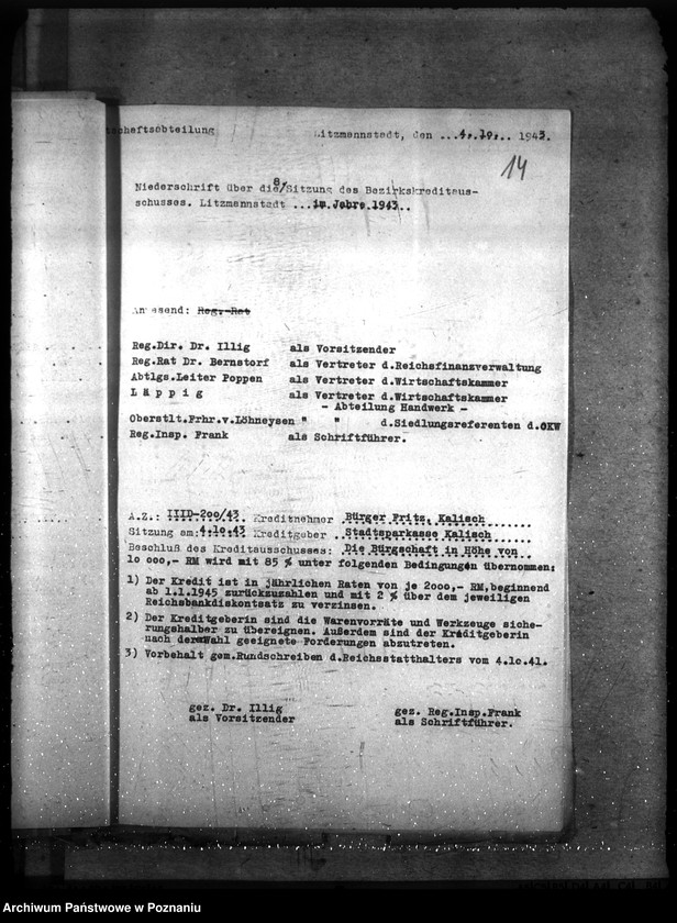 Obraz 18 z jednostki "Sitzungen des Bezirkskreditausschusses - Litzmannstadt (Łódź)"