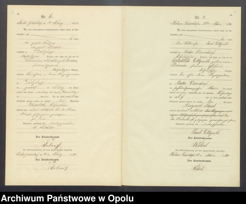 image.from.unit.number "Geburts-Neben-Register Standesamts Hohen-Giersdorf pro 1894"