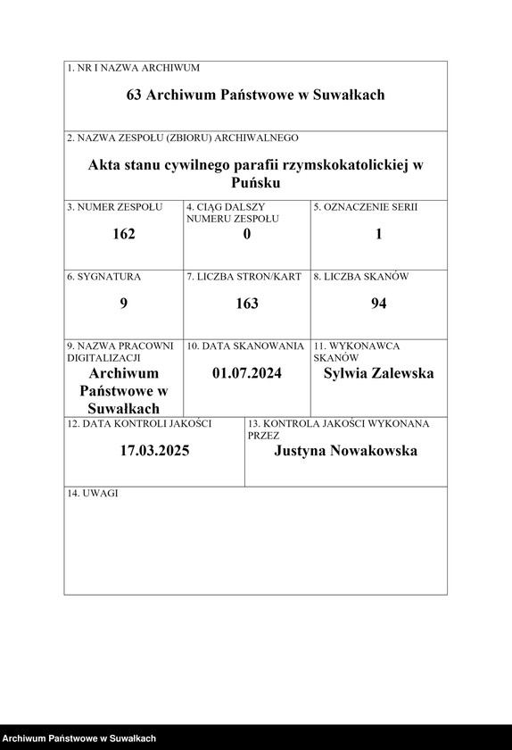 image.from.unit.number "Akta urodzonych gminy puńskiey od 1-go maja 1811do dnia ostatniego grudnia roku tegoż."