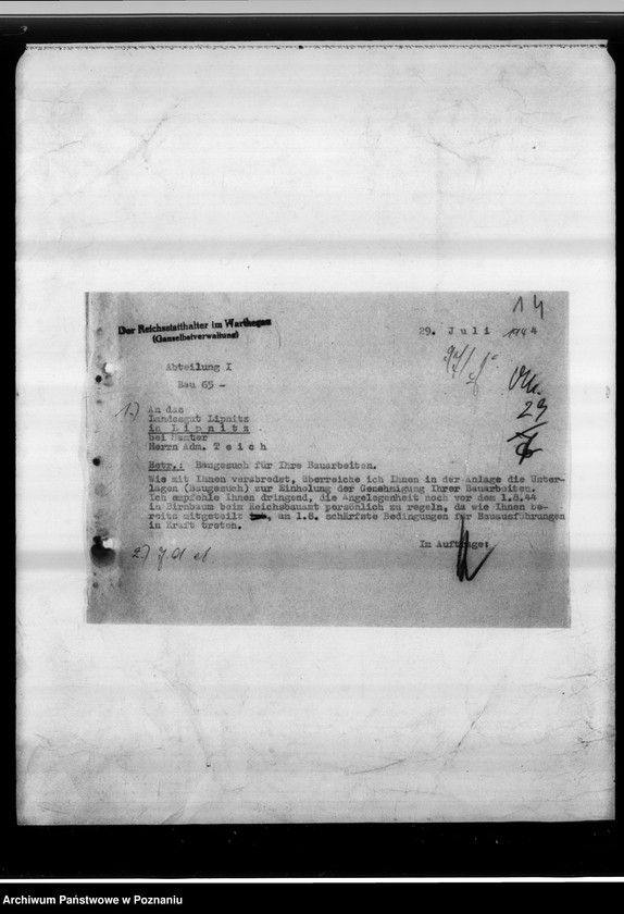 Obraz 20 z jednostki "Landesgut Lipnitz [Rysunki]."