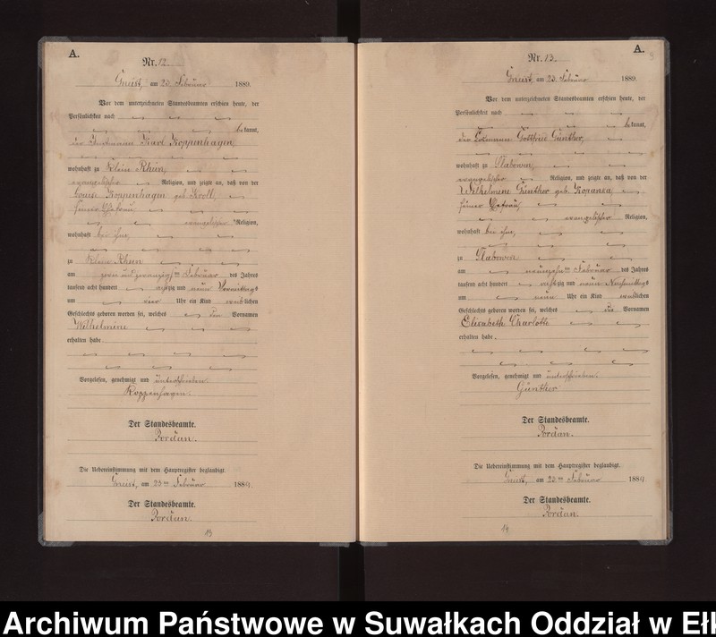 image.from.unit.number "Geburts-Neben-Register des Königlichen Preussischen Standes-Amtes Gneist Kreis Loetzen"