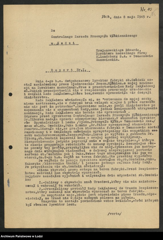 Obraz 16 z jednostki "Materiały dotyczące fabryki "H. Landsberg" - Państwowe Zakłady Wełniane Tomaszów Mazowiecki"