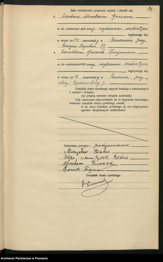 Obraz 16 z jednostki "Księga miejscowa małżeństw tom I [Rejestr główny małżeństw]"