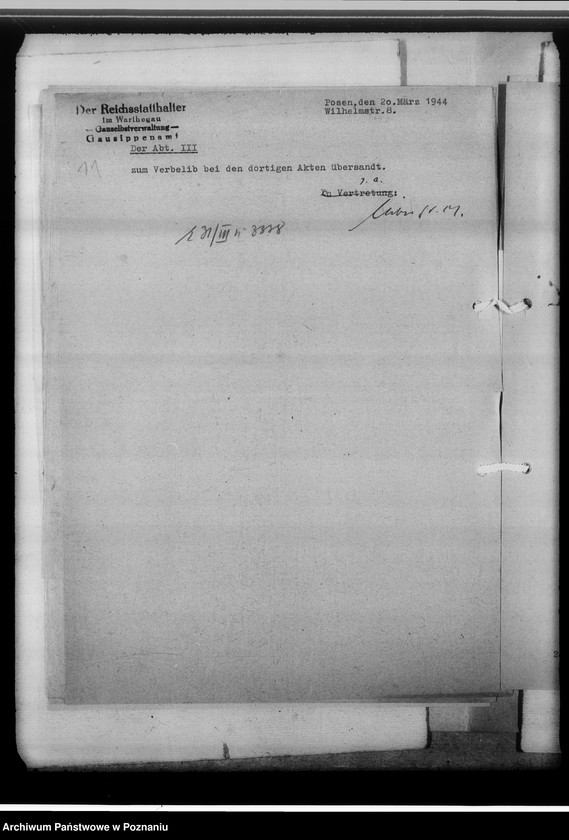 Obraz 16 z jednostki "[Korespondencja w sprawach organizacyjnych, uwagi powizytacyjne], Stadtsippenamt Posen [Poznań]"