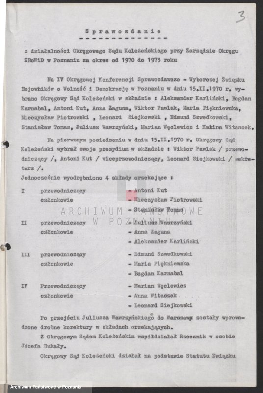 Obraz 10 z jednostki "Sprawozdanie z działalności Rzecznika Okręgowego Sądu Koleżeńskiego za okres od 1.l. - 30.Vl.1971 roku - 1973 roku"