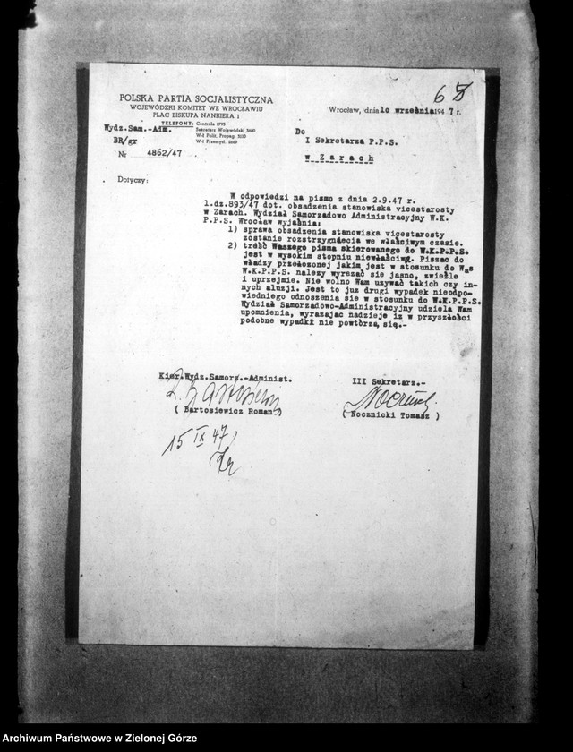 Obraz 10 z jednostki "Okólniki i pisma Centralnego Komitetu Wykonawczego i Wojewódzkiego Komitetu PPS"