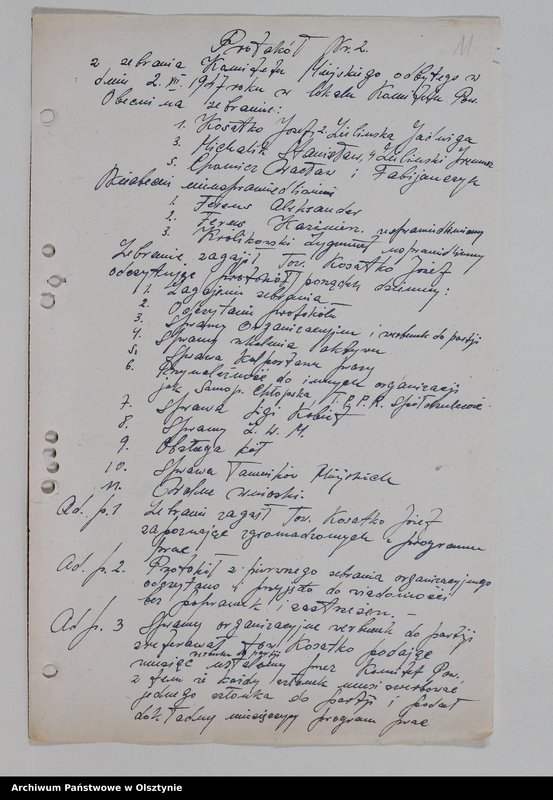 image.from.unit.number "Komitet Miejski Polskiej Parii Robotniczej w Mrągowie: protokoły z posiedzeń, zebrań aktywu miejskiego, sprawozdania. Protokoły z zebrań Kół miejskich PPR miasta Mrągowa: Państwowa Centrala Handlowa, KP PPR Milicji Obywatelskiej, "Odbudowa", Odlewnia Warsztatów Mechanicznych, Państwowa Fabryka Wyrobów Drzewnych, Powiatowy Urząd Bezpieczeństwa Publicznego, Samopomoc Chłopska"