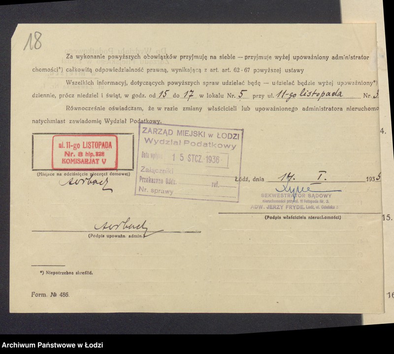 image.from.unit.number "Księga inwentarzowa nieruchomości m. Łodzi ul. 11 Listopada"