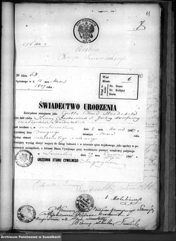 image.from.unit.number "Dowody Akt Ślubnych Okręgu Bożniczego Puńsk z r. 1866"