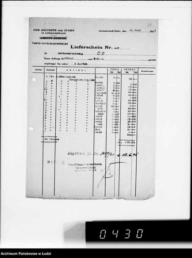 Obraz 15 z jednostki "Aufträge Lager 39. [Zamówienia firm na różne wyroby]"