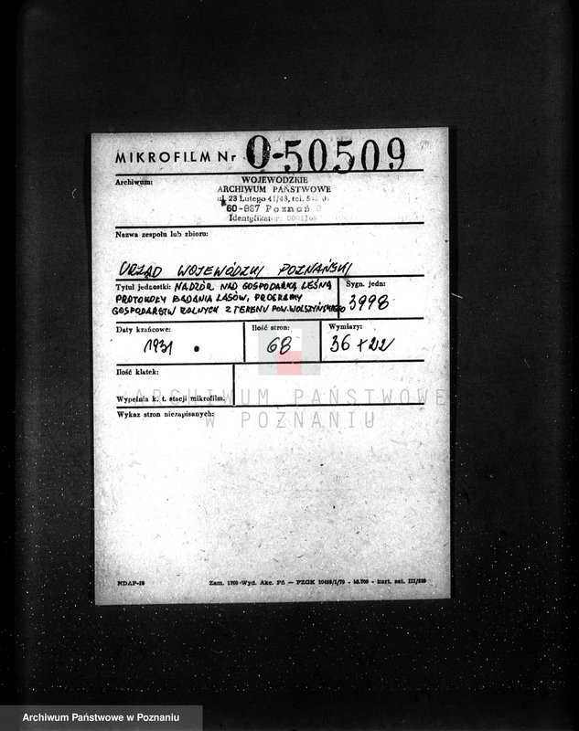 image.from.unit.number "/Nadzór nad gospodarką leśną protokoły badania lasów programy gospodarstw rolnych/ z terenu powiatu wągrowieckiego"