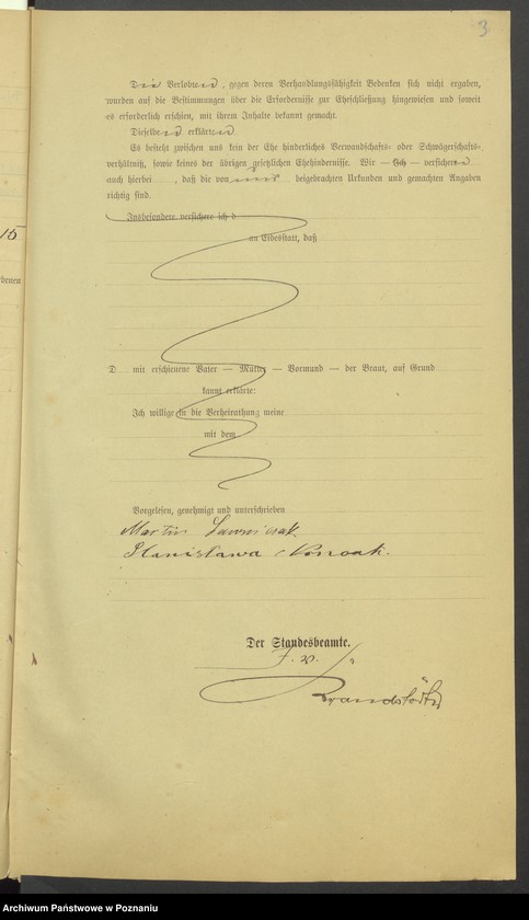 Obraz 5 z jednostki "Die von den Verlobten beigebrachten Urkunden zur Eheschliessung pro 1901. Vol VII"