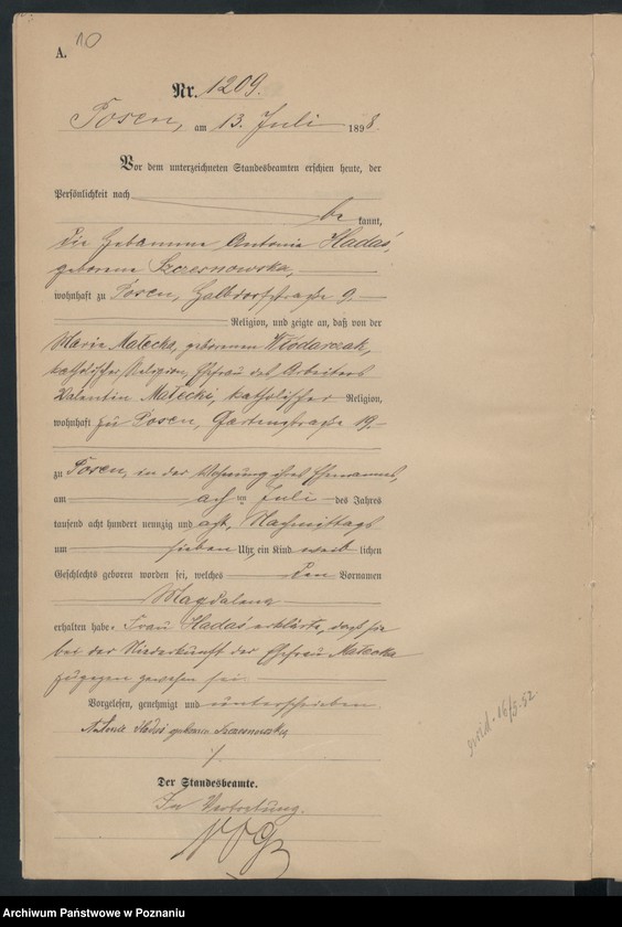 Obraz 13 z jednostki "Księga urodzeń t. III"