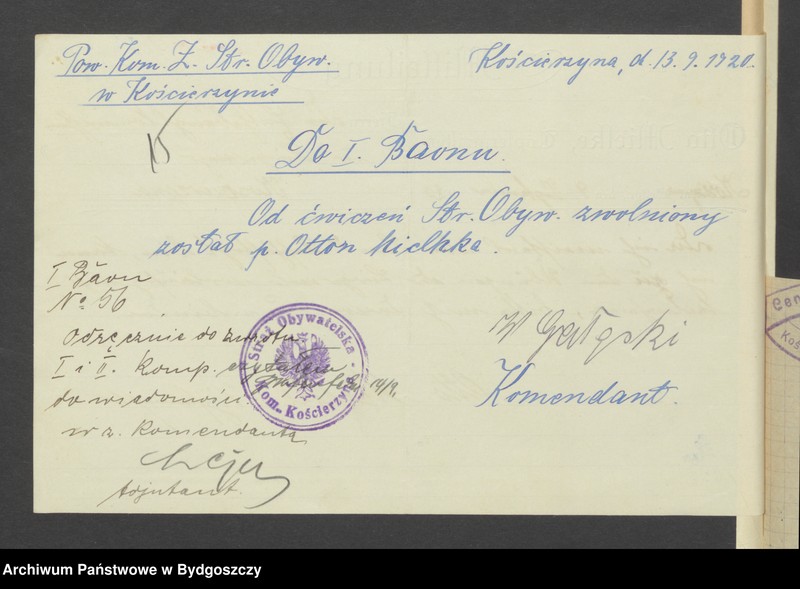 image.from.unit.number "[Raport do Powiatowej Komendy Zachodniej Straży Obywatelskiej w Kościerzynie i rozkazy wydane przez Komendę Powiatową do kompanii i podległych baonów]"