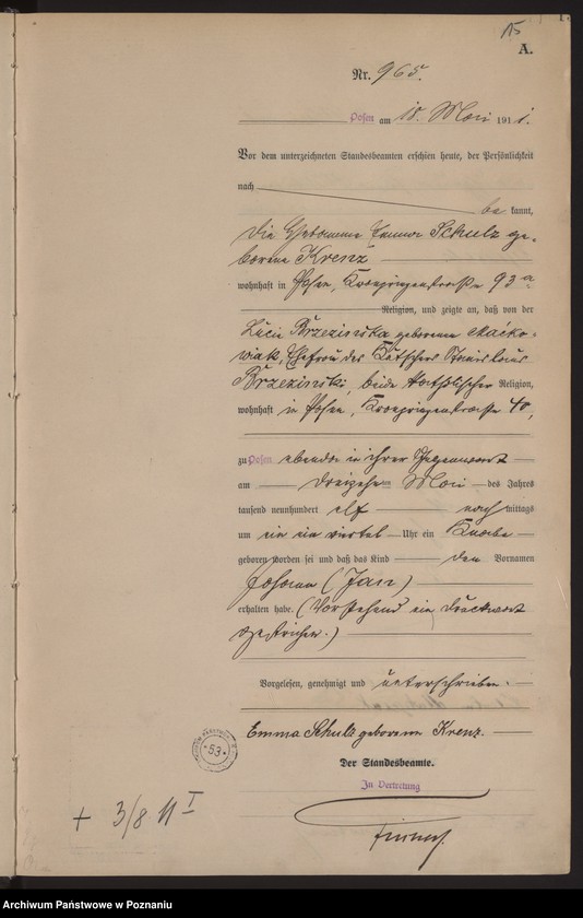 Obraz 16 z jednostki "Księga miejscowa urodzeń tom III [Rejestr główny urodzeń]"