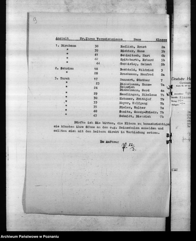 Obraz 13 z jednostki "Aufnahme der Schüler in die Oberschulen."