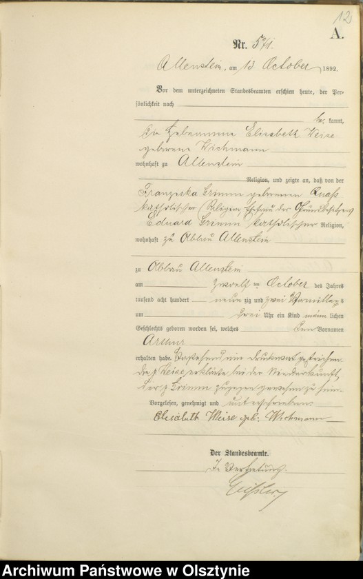 image.from.unit.number "Geburts-Haupt-Register Tom III,Nr 561 - 751"