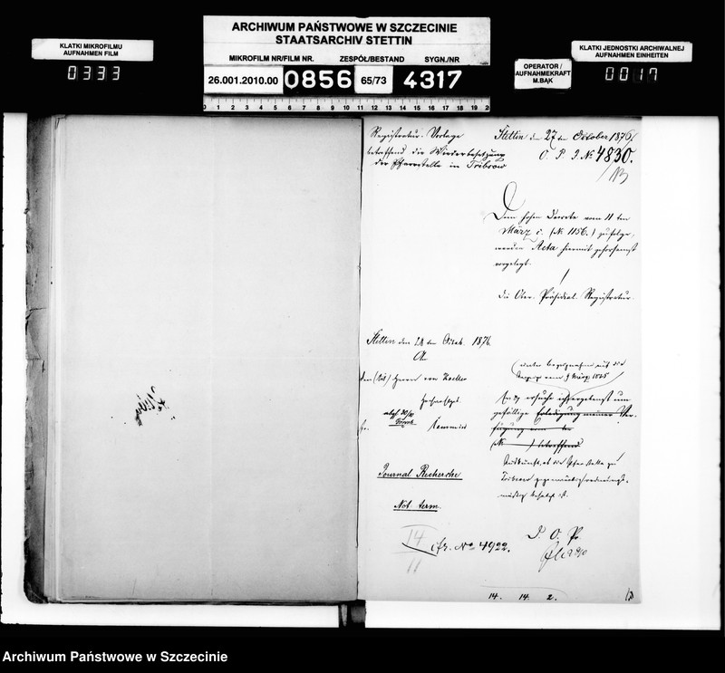 Obraz 18 z jednostki "Kontrolle über die Anstellung der Geistlichen in Folge des Gesetzes vom 11. Mai 1873 im Kreise Cammin"