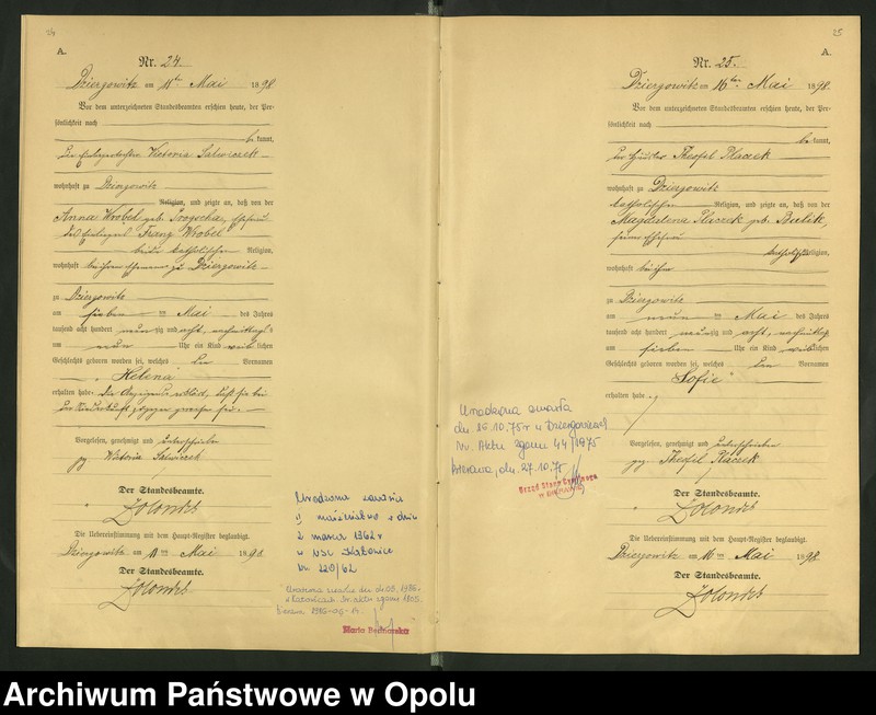 Obraz 16 z jednostki "Urząd Stanu Cywilnego Dziergowice Księga urodzeń rok 1898-99"
