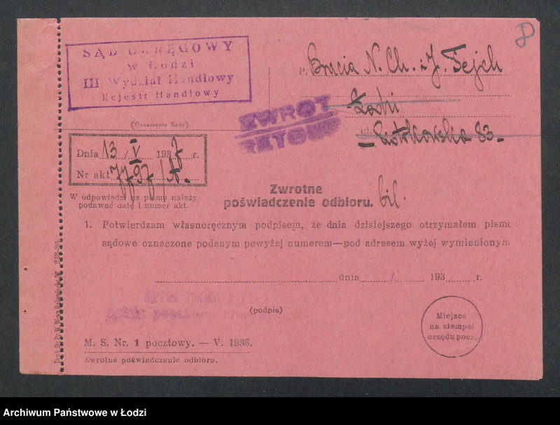 Obraz 10 z jednostki "Bracia N.Ch. I J.Teich- handel przędzą"