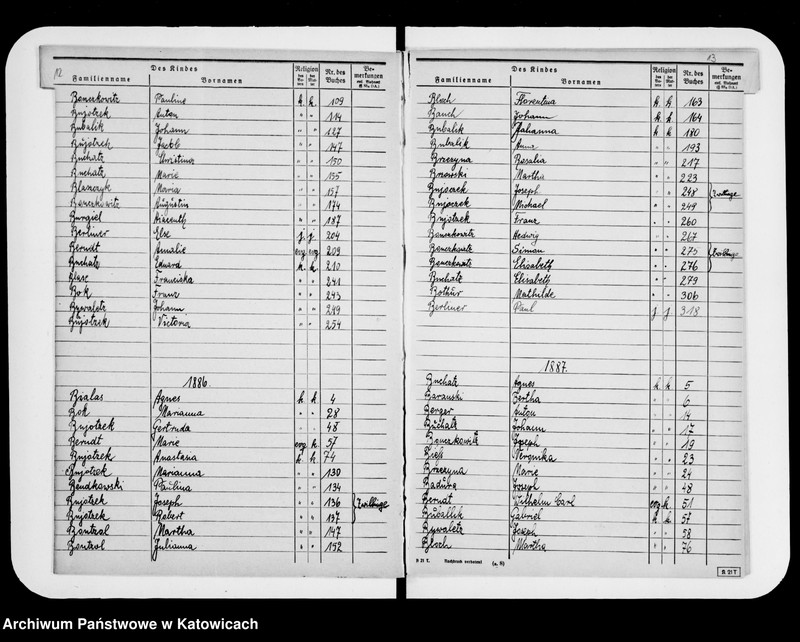 Obraz 11 z jednostki "Skorowidz do ksiąg urodzeń za lata 1874-1890"