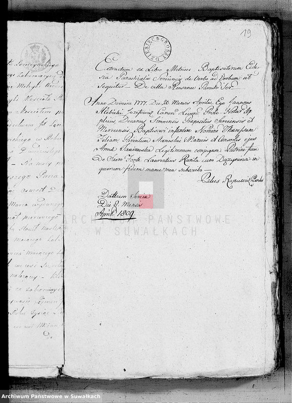 image.from.unit.number "Anexa do Ksiąg Zaślubionych Gminy Wieysieyskiej na Rok 1809"