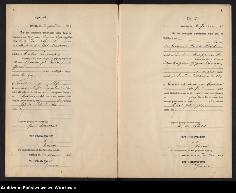 image.from.unit.number "Geburts-Neben-Register Breslau I 1892 Band 1"