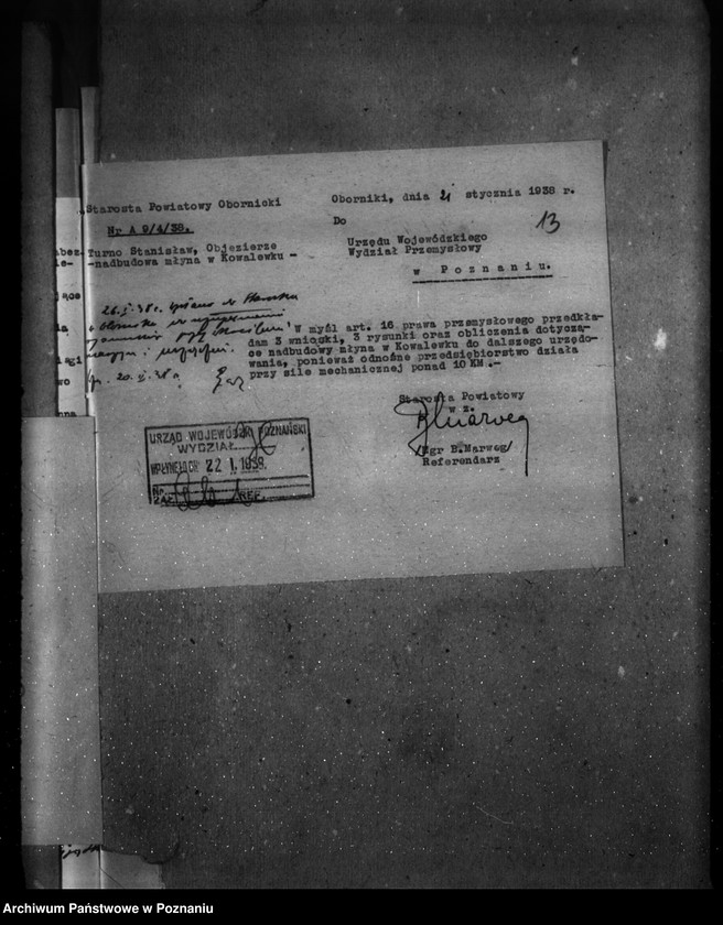 Obraz 17 z jednostki "Młyn wodno-motorowy w Kowalewku pow. obornicki /zatwierdzenie nadbudowy/"